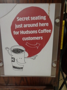 Buy our coffee AND "we'll let you in on the secret seating"